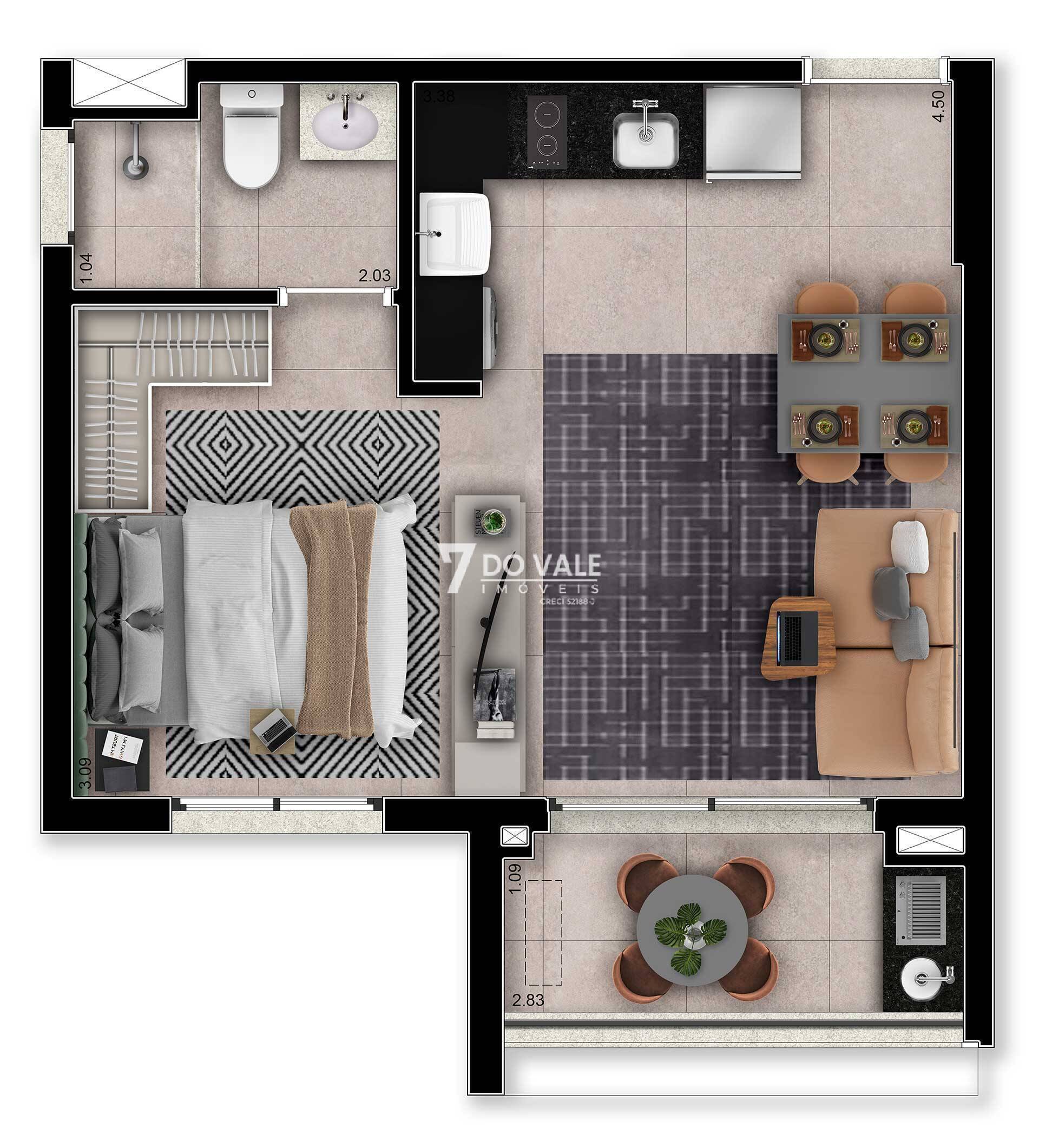 Apartamento, 1 quarto - Foto 1
